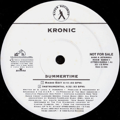 Kronic (2) : Summertime (12", Promo)