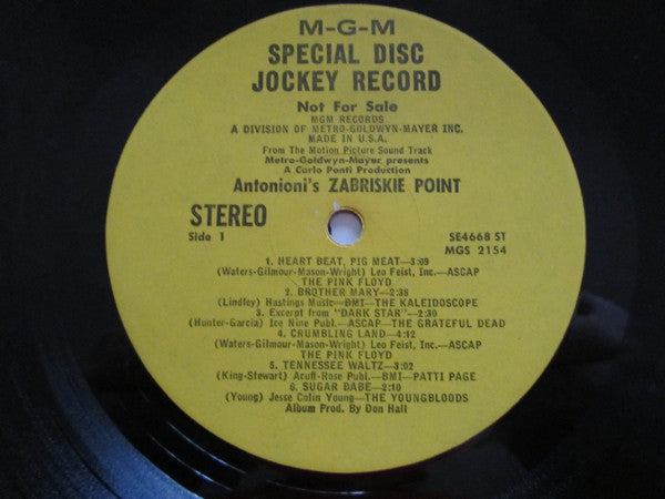 Various : Music From The Motion Picture Sound Track Zabriskie Point (LP, Comp, Promo, Yel)