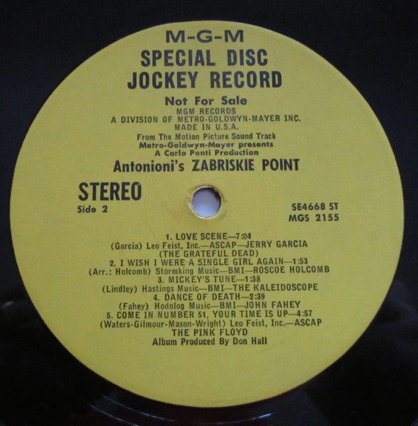 Various : Music From The Motion Picture Sound Track Zabriskie Point (LP, Comp, Promo, Yel)