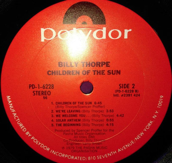 Billy Thorpe : Children Of The Sun (LP, Album, RE, 56 )