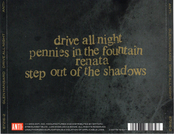 Glen Hansard : Drive All Night (CD, EP)