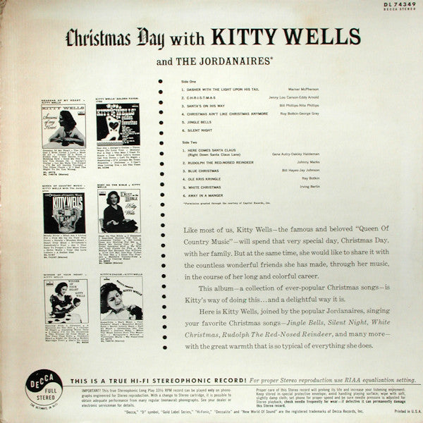 Kitty Wells : Christmas Day With Kitty Wells (LP, Album, Pin)