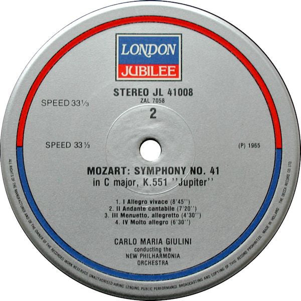 Wolfgang Amadeus Mozart, Carlo Maria Giulini, New Philharmonia Orchestra : Symphony No. 40 In G Minor, K. 550 / Symphony No. 41 In C Major, K. 551 ‘Jupiter’ (LP, RE)
