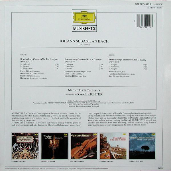 Johann Sebastian Bach – Münchener Bach-Orchester, Karl Richter : Brandenburg Concertos Nos. 2, 4 & 5 (LP)