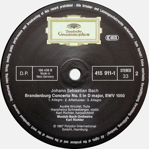 Johann Sebastian Bach – Münchener Bach-Orchester, Karl Richter : Brandenburg Concertos Nos. 2, 4 & 5 (LP)