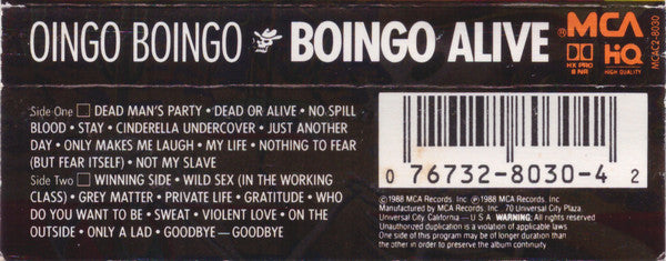 Oingo Boingo : Boingo Alive (Celebration Of A Decade 1979–1988) (Cass, Album)