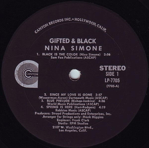 Nina Simone : Gifted & Black (LP, Album, Mon)