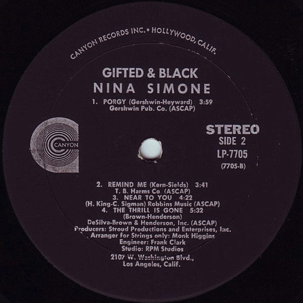 Nina Simone : Gifted & Black (LP, Album, Mon)