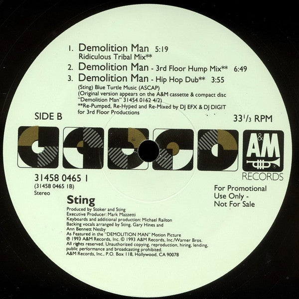 Sting : Demolition Man (The Underground Mixes) (12", Promo)