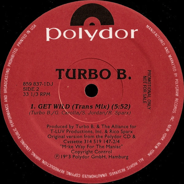 Turbo B. : Get Wild (12", Promo)