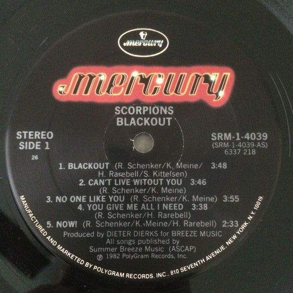 Scorpions : Blackout (LP, Album, RP, 26)