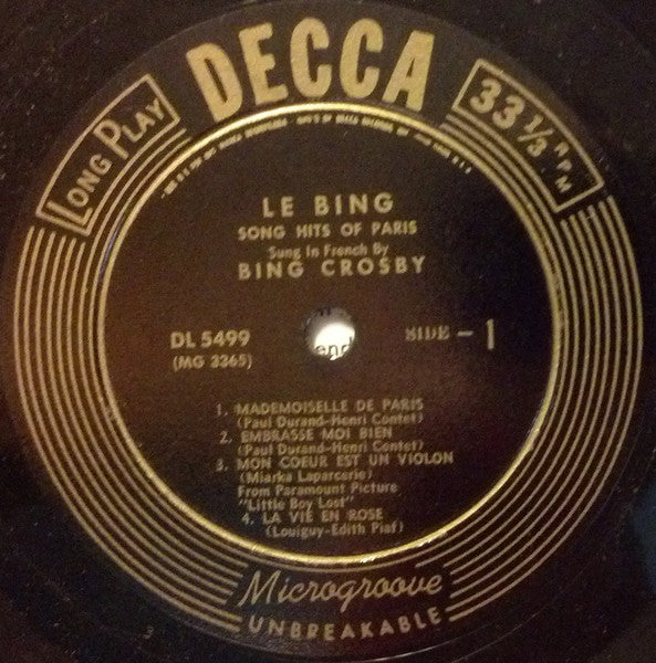 Bing Crosby : Le Bing (10", Album)