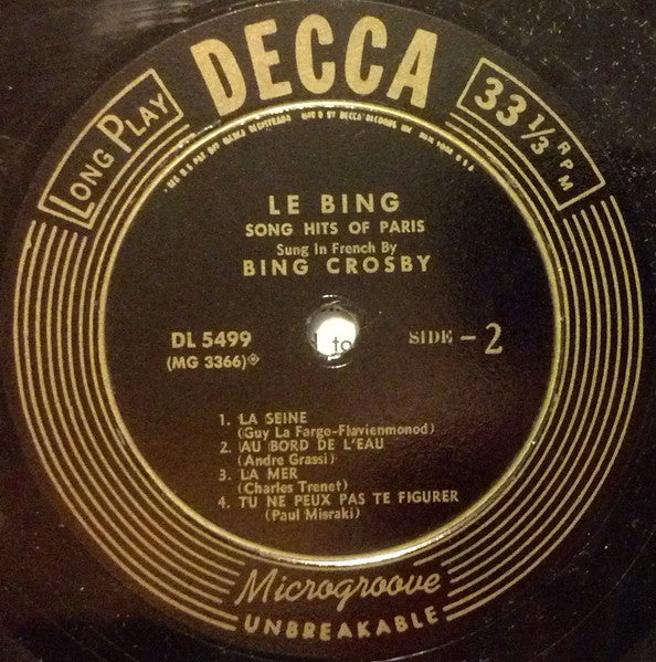 Bing Crosby : Le Bing (10", Album)