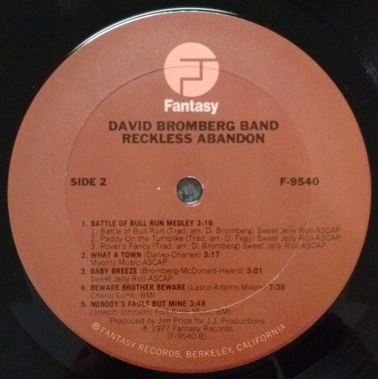David Bromberg Band : Reckless Abandon (LP, Album, Ter)