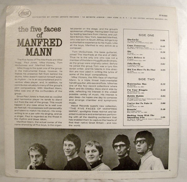 Manfred Mann : The Five Faces Of Manfred Mann (LP, Album, Club, Cap)