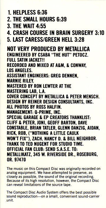 Metallica : The $9.98 C.D. - Garage Days Re-Revisited (CD, EP)