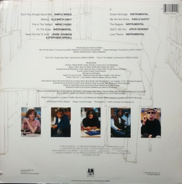 Various : The Breakfast Club (Original Motion Picture Soundtrack) (LP, Album)