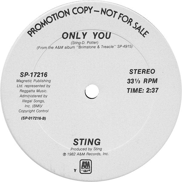 The Police / Sting : I Burn For You / Only You (12", Promo)