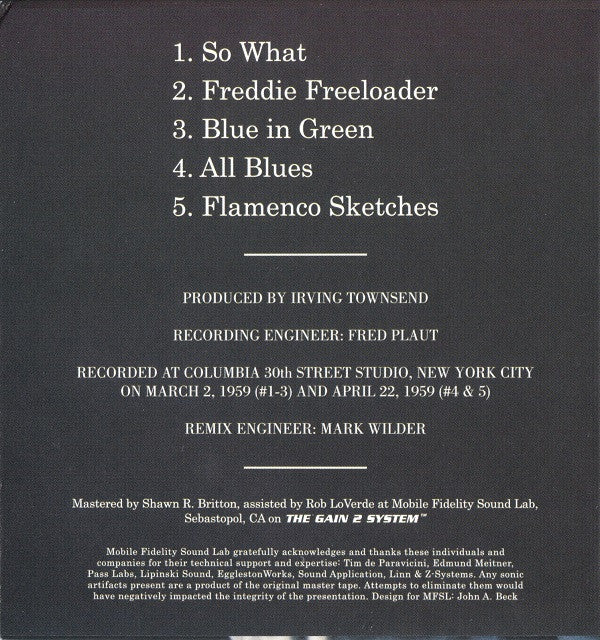 Miles Davis : Kind Of Blue (SACD, Hybrid, Album, Ltd, Num, RE)