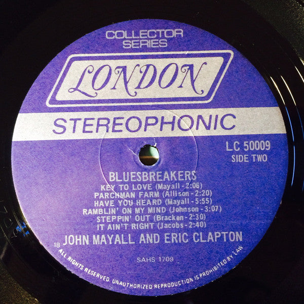 John Mayall With Eric Clapton : Blues Breakers (LP, Album, Pre)