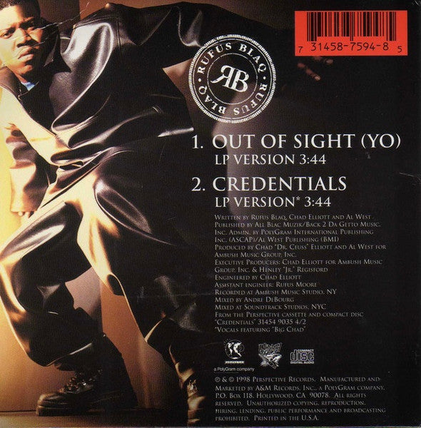 Rufus Blaq : Out Of Sight (Yo) (CD, Single)