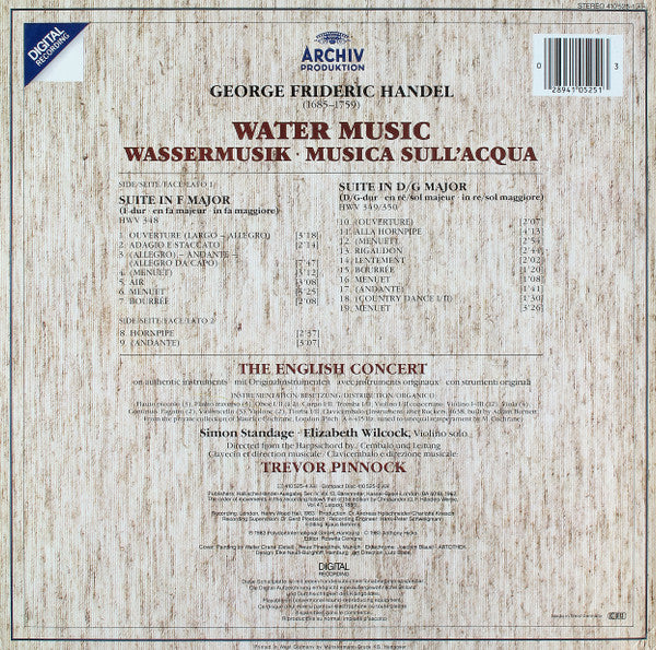 George Frideric Handel*, The English Concert ▪ Trevor Pinnock : Water Music (LP)