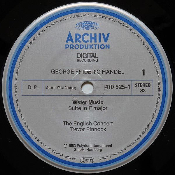 George Frideric Handel*, The English Concert ▪ Trevor Pinnock : Water Music (LP)
