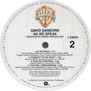 David Sanborn : As We Speak (LP, Album, Rim)
