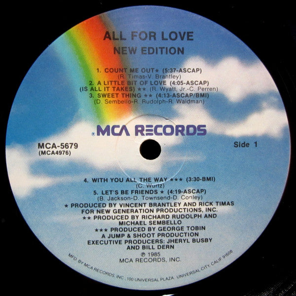 New Edition : All For Love (LP, Album, Pin)