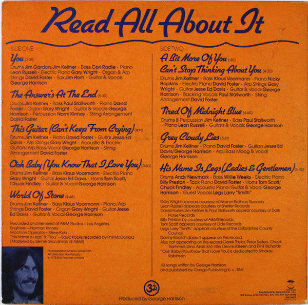 George Harrison : Extra Texture (Read All About It) (LP, Album, Jac)