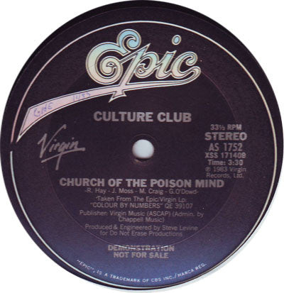 Culture Club : Church Of The Poison Mind (12", Promo)