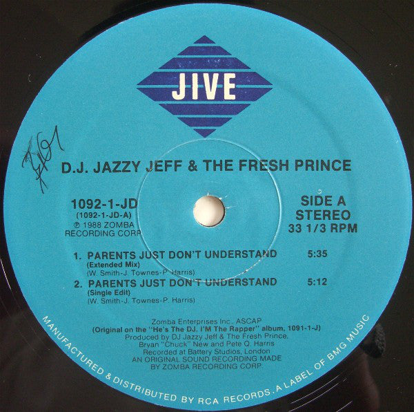 DJ Jazzy Jeff & The Fresh Prince : Parents Just Don't Understand (12")