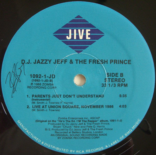 DJ Jazzy Jeff & The Fresh Prince : Parents Just Don't Understand (12")