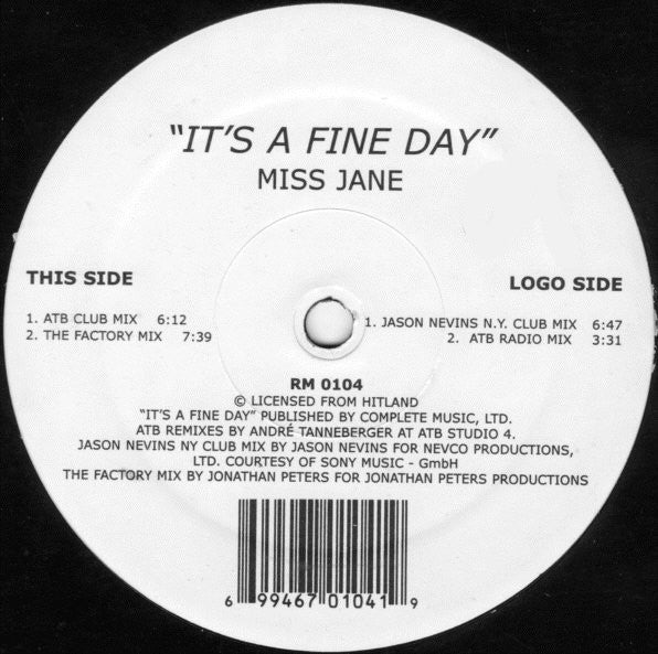 Miss Jane : It's A Fine Day (12")