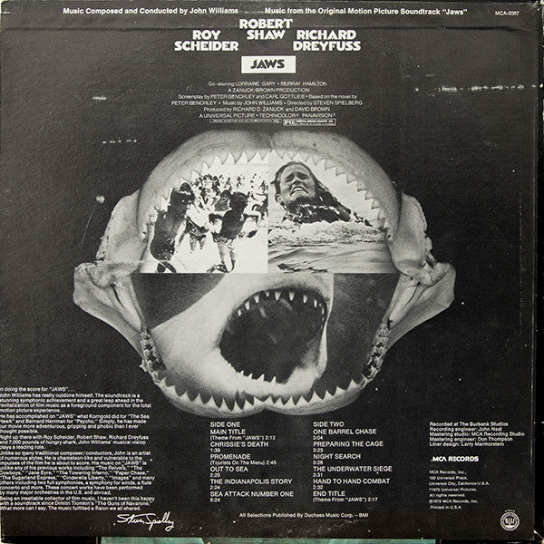 John Williams (4) : Jaws (Music From The Original Motion Picture Soundtrack) (LP, Album, Glo)