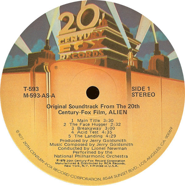 Jerry Goldsmith : Alien (Original Soundtrack From The Twentieth Century-Fox Film) (LP, Album, Ind)
