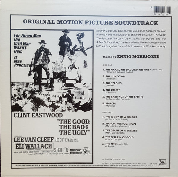 Ennio Morricone : The Good, The Bad And The Ugly (Original Motion Picture Soundtrack (LP, Album, RE, RP, Whi)