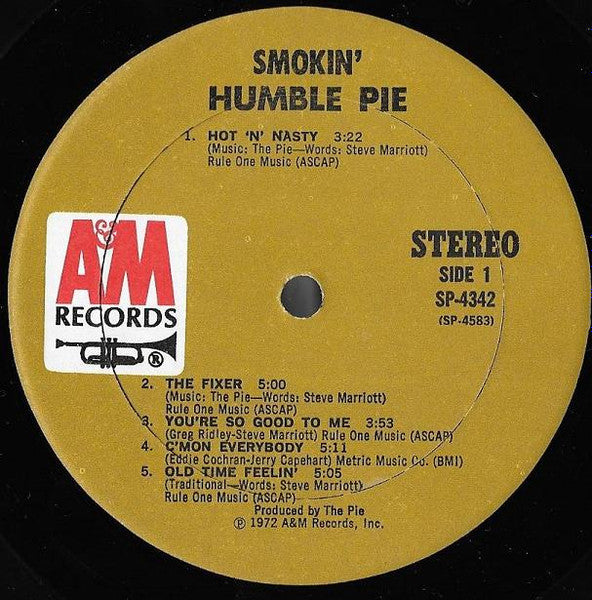 Humble Pie : Smokin' (LP, Album, Mon)