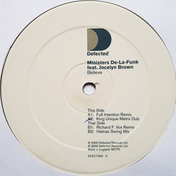 Ministers De-La-Funk Feat. Jocelyn Brown : Believe (2x12")
