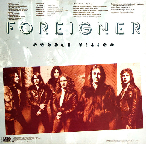 Foreigner : Double Vision (LP, Album, RP, PR )