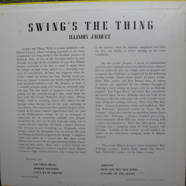 Illinois Jacquet : Swing's The Thing (LP, Album, Mono, RE)