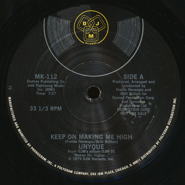 Unyque : Keep On Making Me High / Party Down (12", Promo)