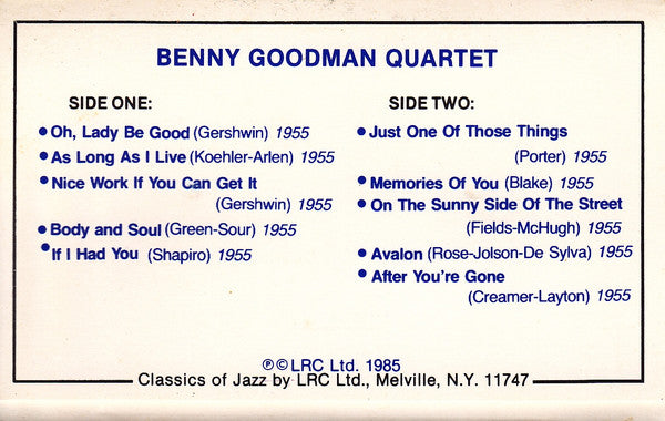 Benny Goodman Quartet* : Benny Goodman Quartet (Cass, Album, RM)