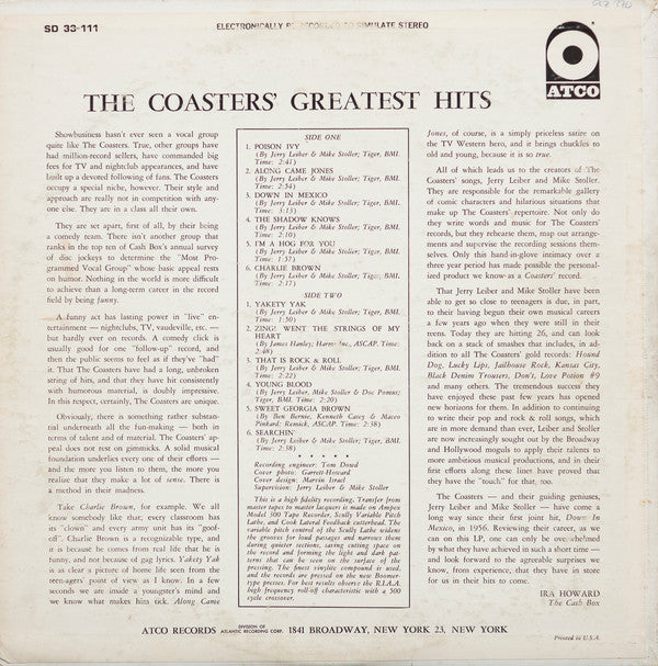 The Coasters : The Coasters' Greatest Hits (LP, Comp, RE)