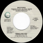 Madonna : Crazy For You (7", Single, Spe)