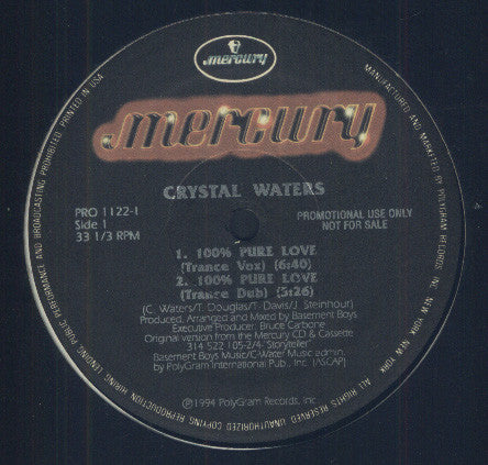 Crystal Waters : 100% Pure Love (Special Re-Mixes) (12", Promo)