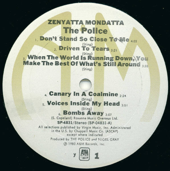 The Police : Zenyatta Mondatta (LP, Album, y -)