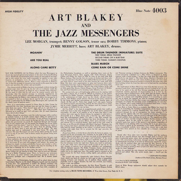 Art Blakey And The Jazz Messengers* : Art Blakey And The Jazz Messengers (LP, Album, Mono)