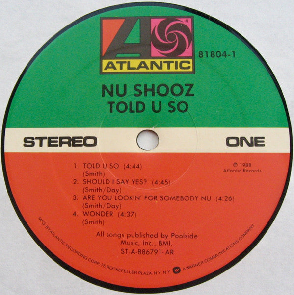 Nu Shooz : Told U So (LP, Album, AR )