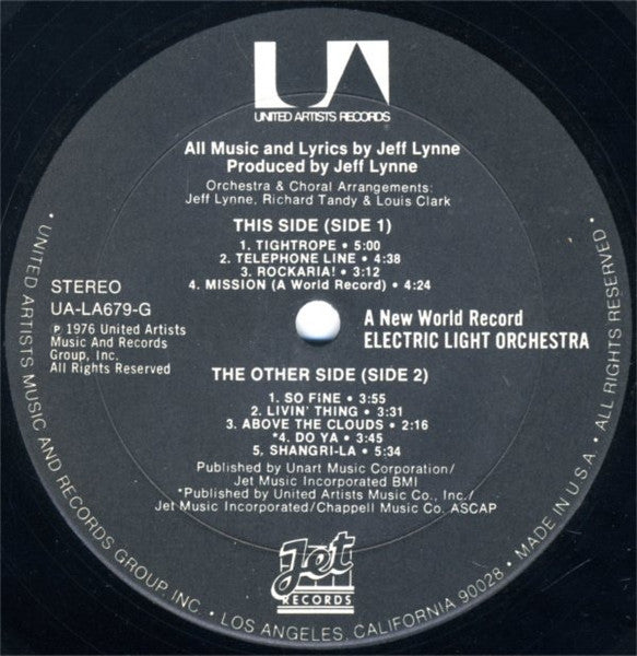 Electric Light Orchestra : A New World Record (LP, Album, Res)